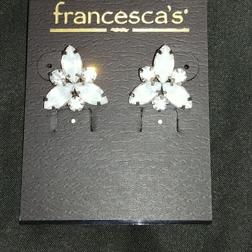 🆕White jewel studded earrings